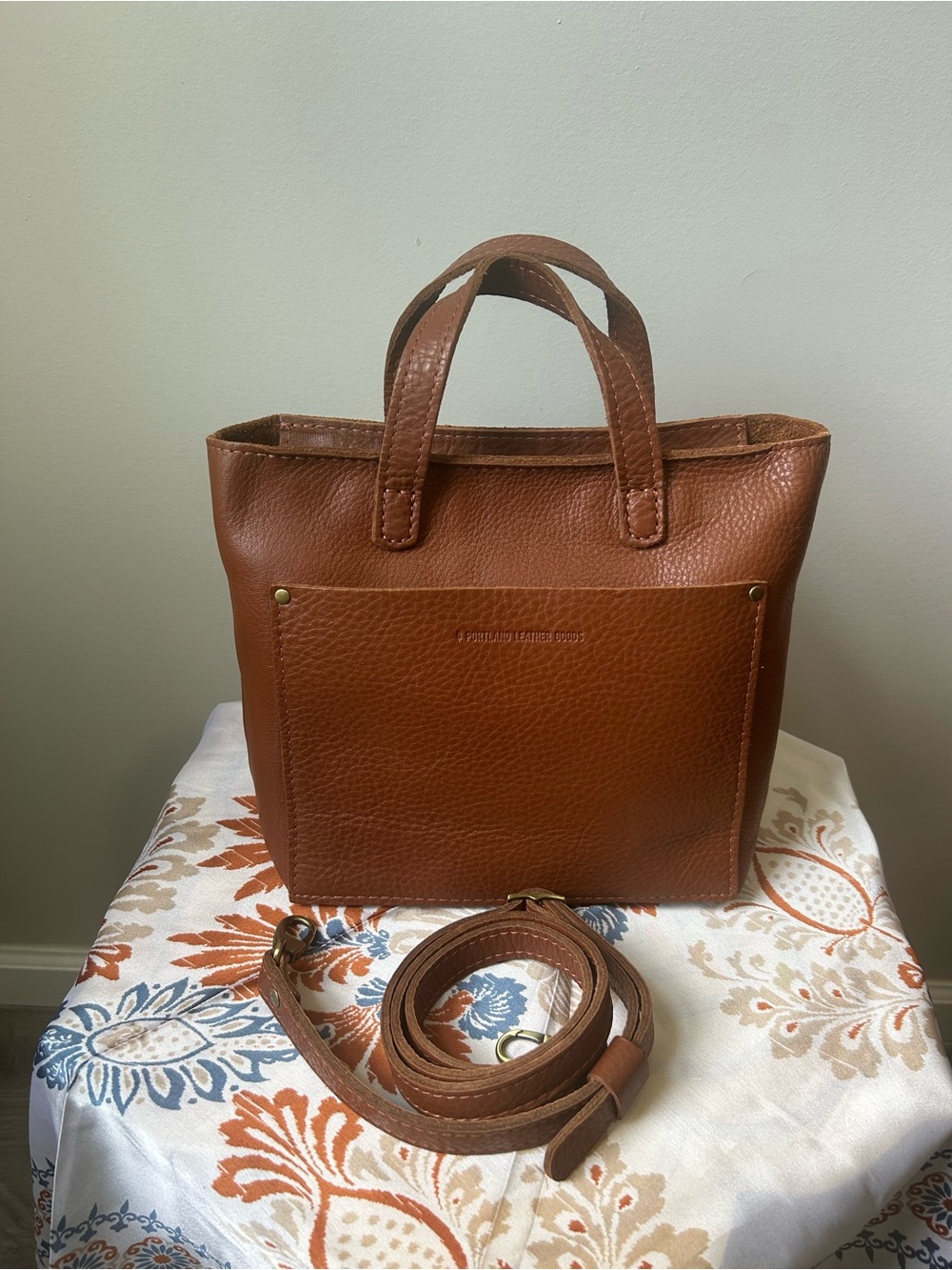 Portland Leather Goods Mini Crossbody Tote in Unicorn Mondelo Brandy!